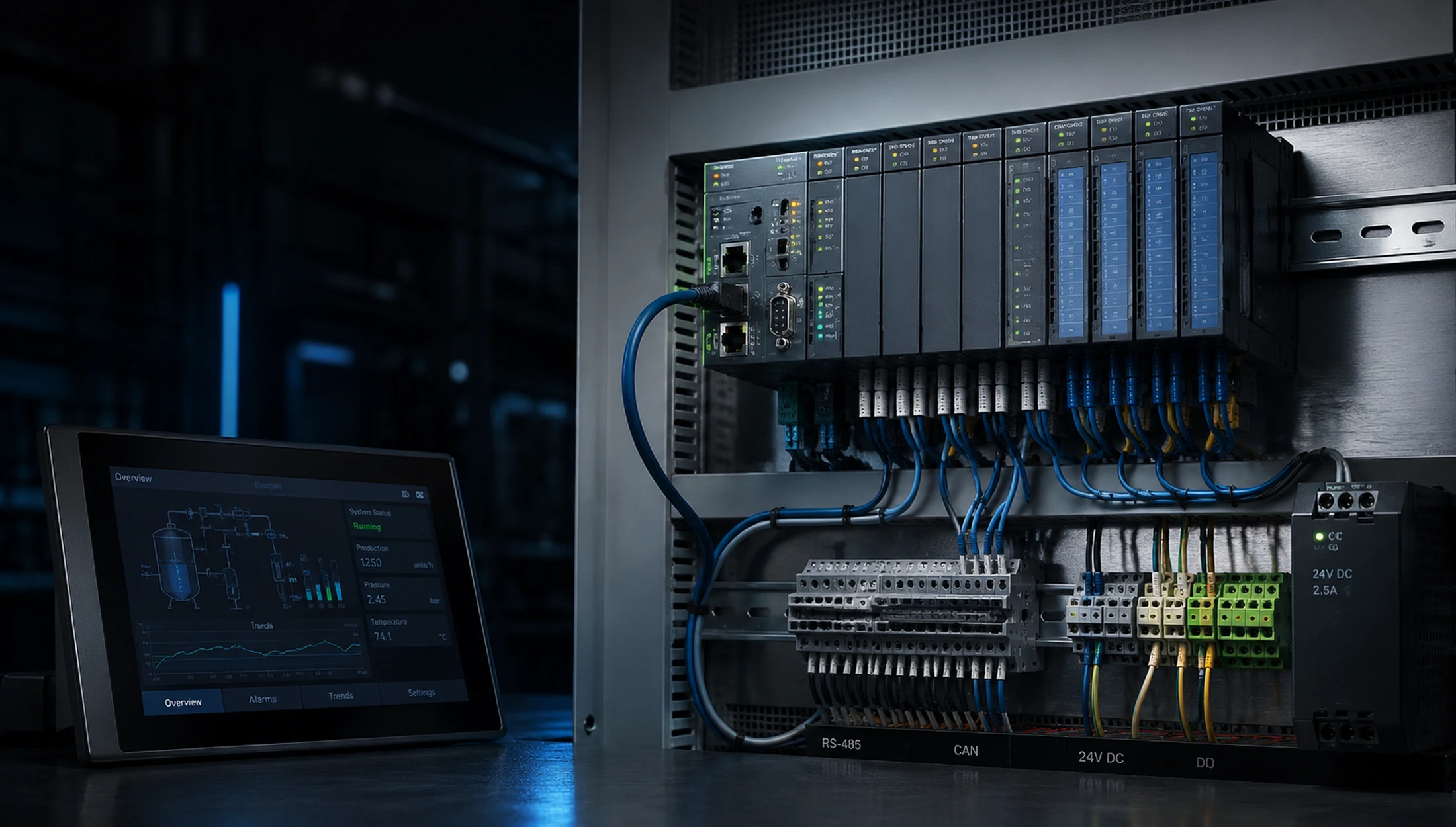 Industrial automation system with controller, I/O and equipment interfaces